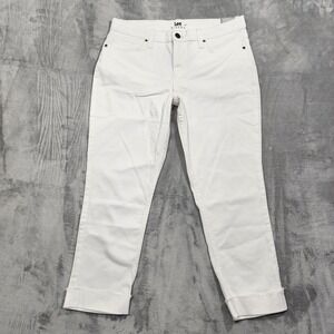 NEW Lee Riders Jeans Womens 12 White Indigo Fringe Cuff Boyfriend Crop Stretch